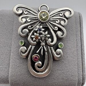 Barse Vintage 925 Sterling Silver Angel Flower Brooch Pin Pendant Retired